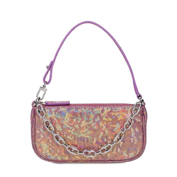 BY FAR Mini Rachel Hologram Shoulder Bag- Color Disco Violet - Picture 1 of 8
